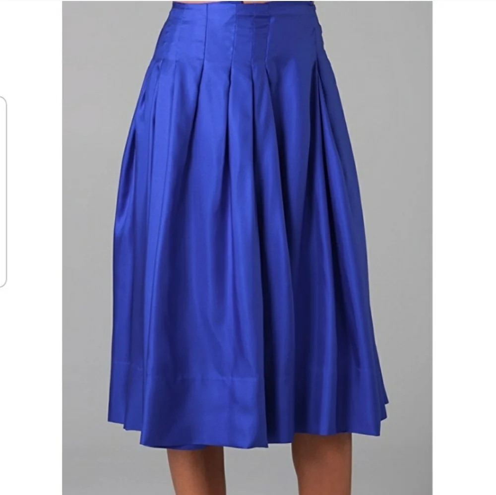 Rachel Roy Royal Blue Silk Pleated Skirt Size 8